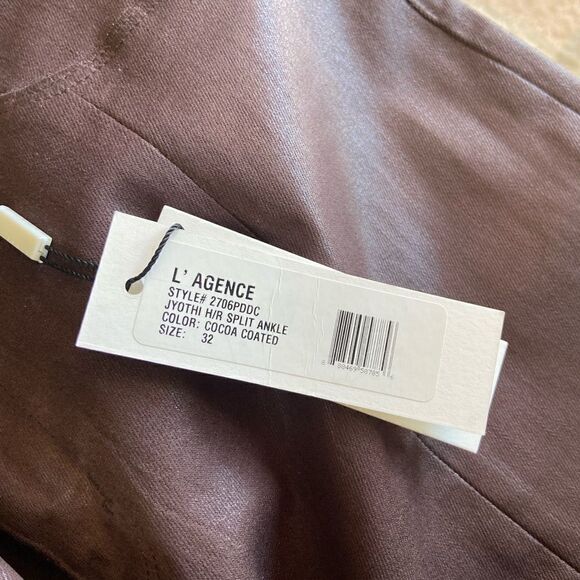 NWT  L'Agence Jyothi Skinny Brow Cocoa Jeans Coated High Rise Ankle Size 32 - Picture 8 of 9